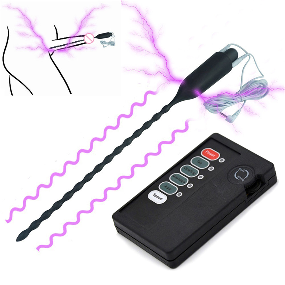 Electric Shock Urethral Sound Set Penis Plug Vibrator Sex Toys Electro Urethral Catheter 8388